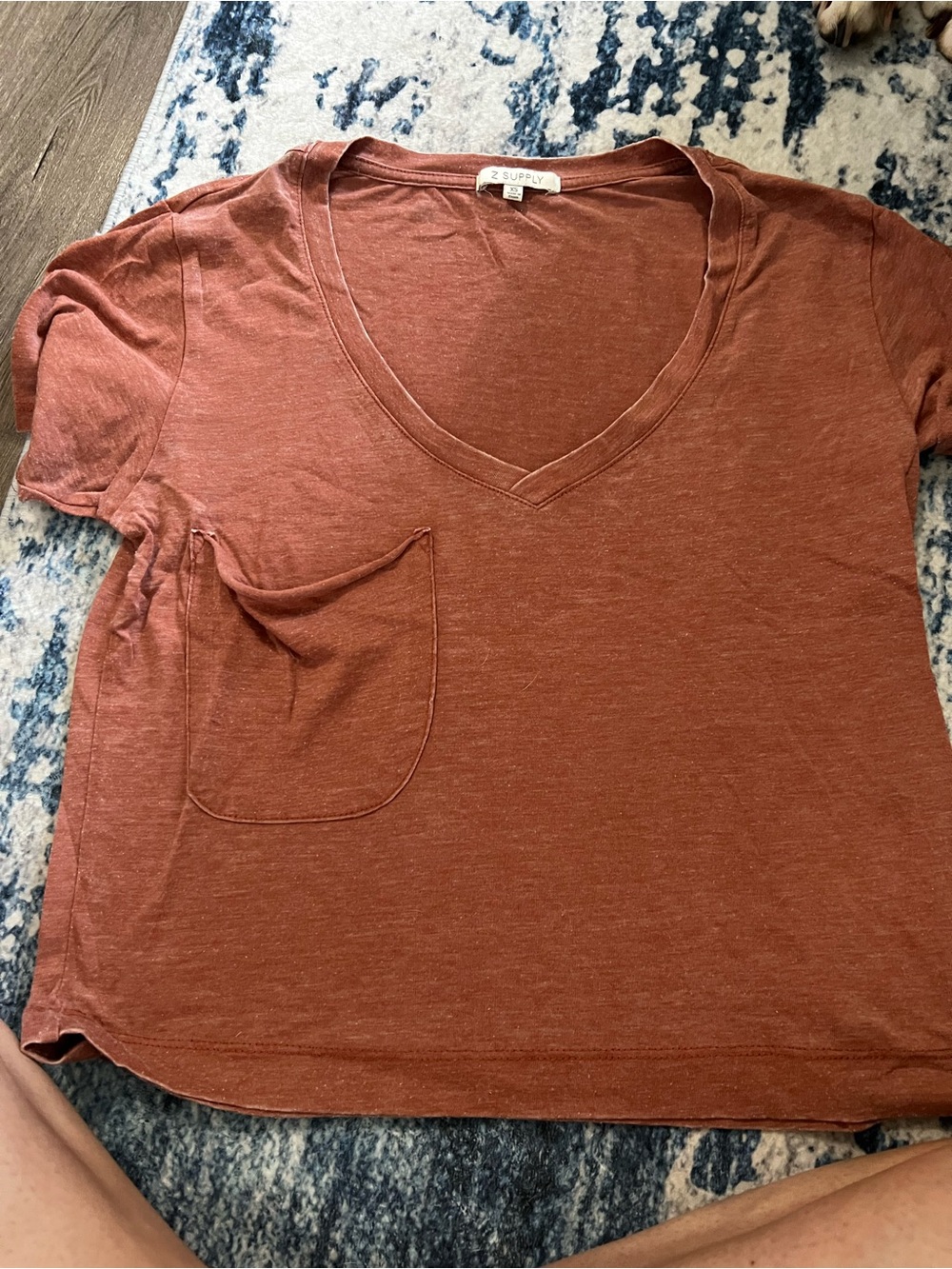 Z Supply Short Sleeve V-Neck Pocket Tee - Rusty Orange
